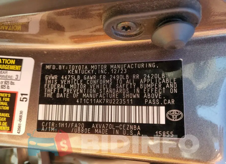 4T1C11AK7RU223511 Photo# 13