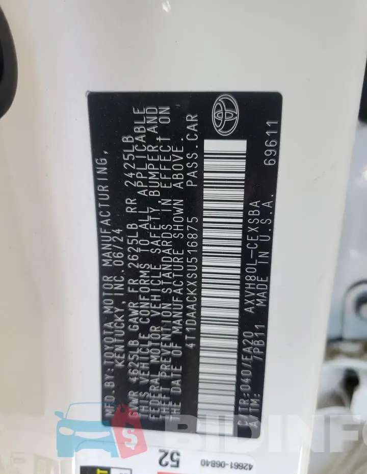 4T1DAACKXSU516875 Photo# 13