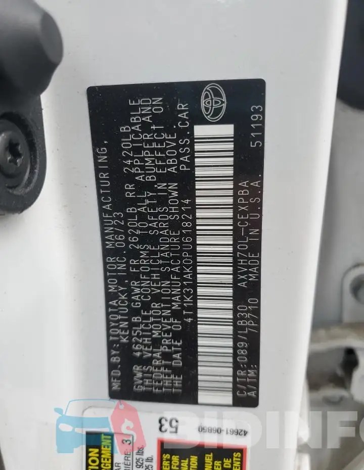 4T1K31AK0PU618214 Photo# 12