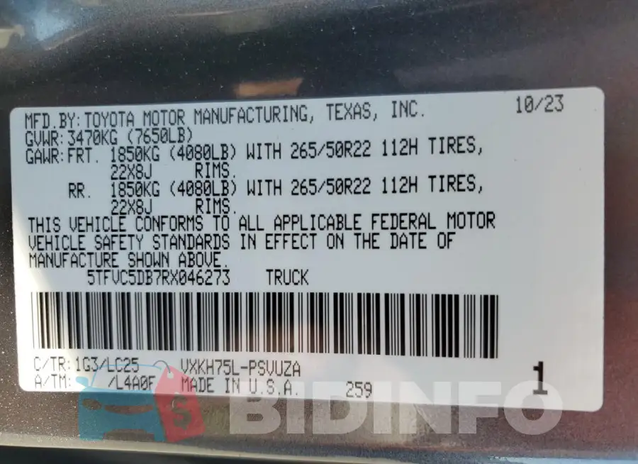 5TFVC5DB7RX046273 Photo# 13