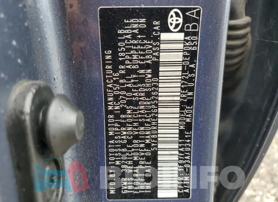 5YFBURHE2GP526230 Photo# 12