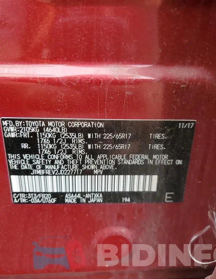 JTMBFREV2JD227717 Photo# 13