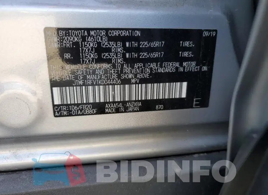 JTMF1RFV1KD044406 Photo# 13
