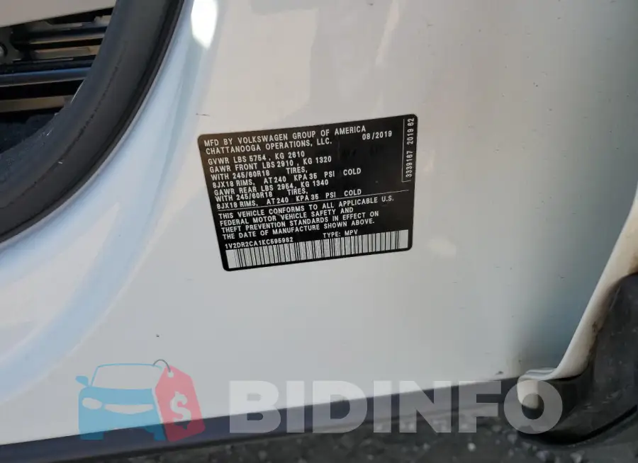 1V2DR2CA1KC595982 Photo# 14