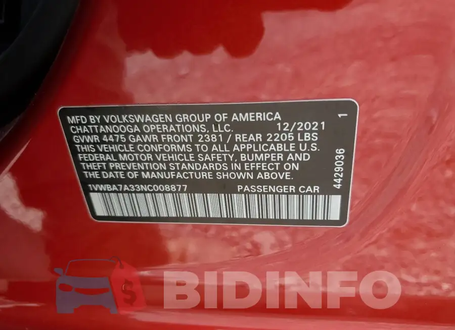 1VWBA7A33NC008877 Photo# 13