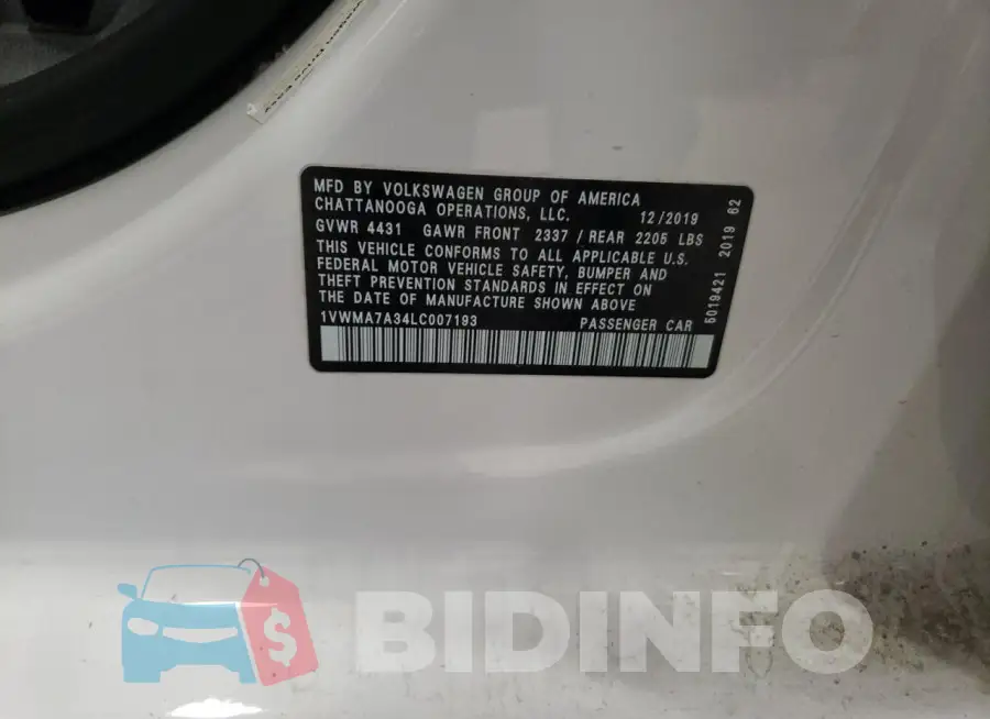 1VWMA7A34LC007193 Photo# 12