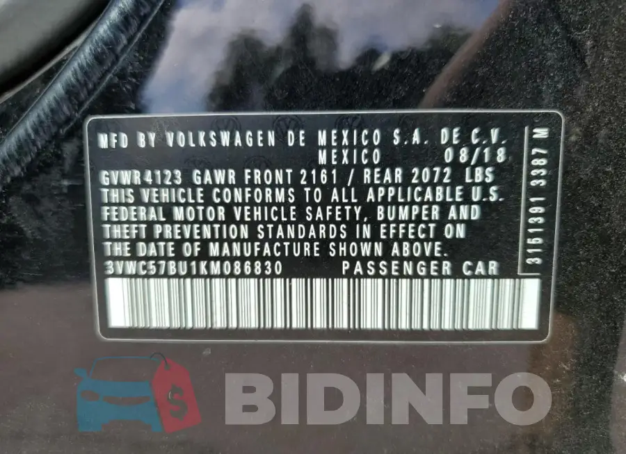 3VWC57BU1KM086830 Photo# 13