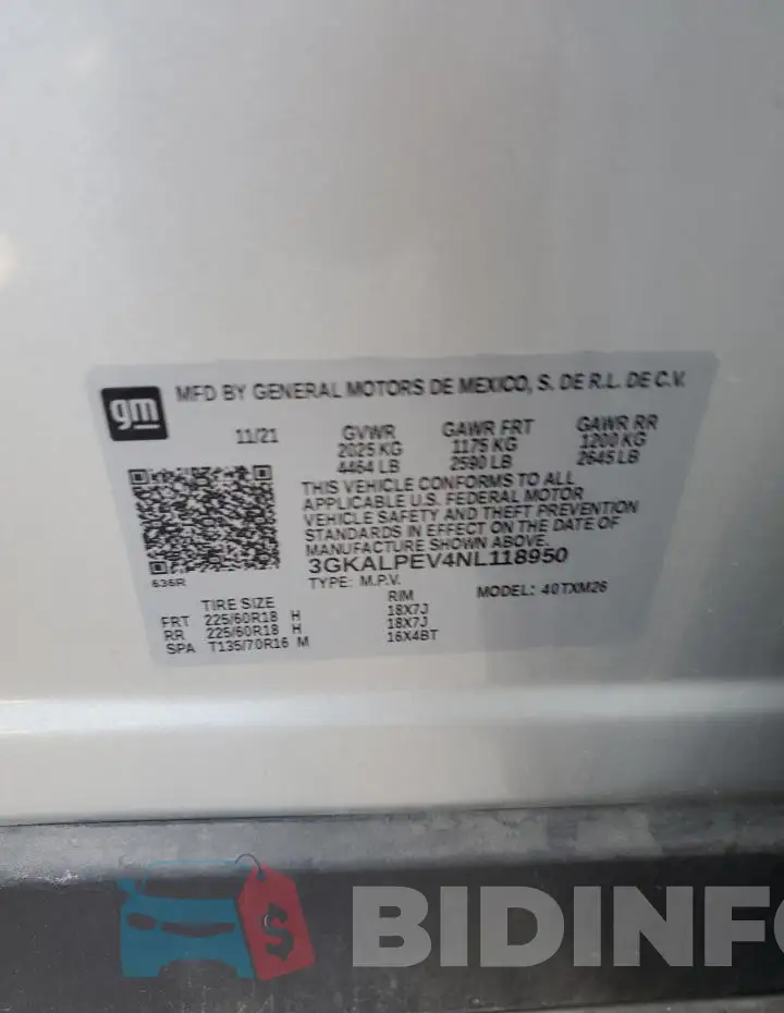 3GKALPEV4NL118950 Photo# 12