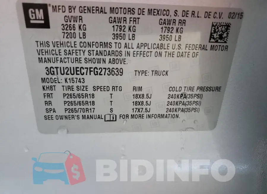 3GTU2UEC7FG273639 Photo# 12