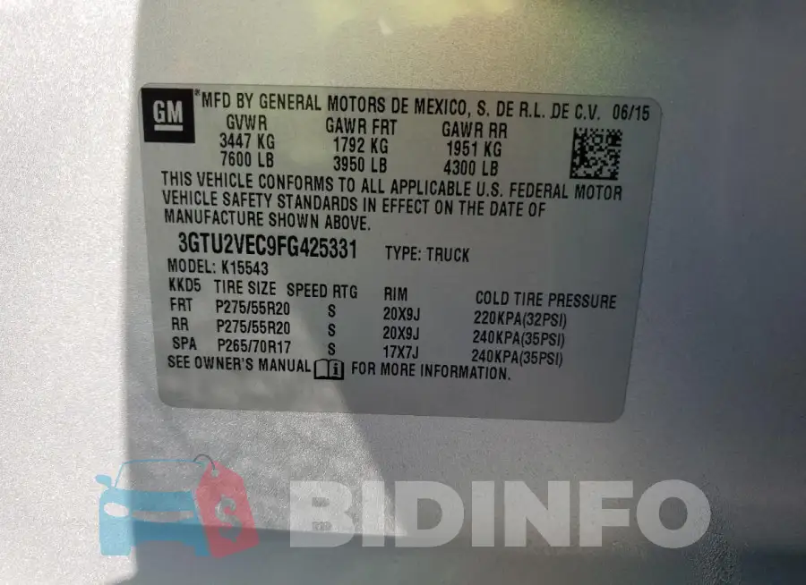 3GTU2VEC9FG425331 Photo# 13