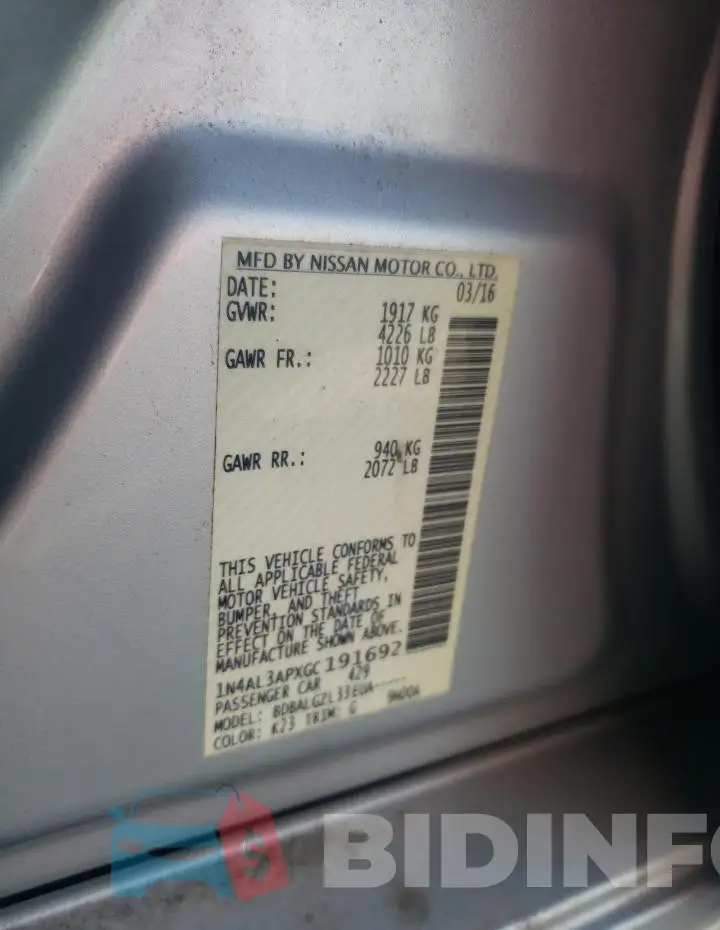 1N4AL3APXGC191692 Photo# 12