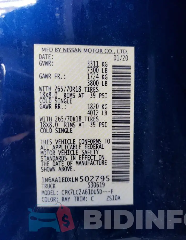 1N6AA1EDXLN502795 Photo# 13