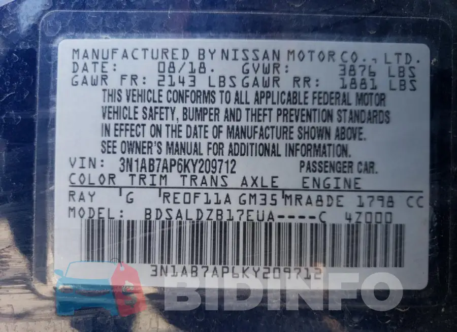 3N1AB7AP6KY209712 Photo# 13