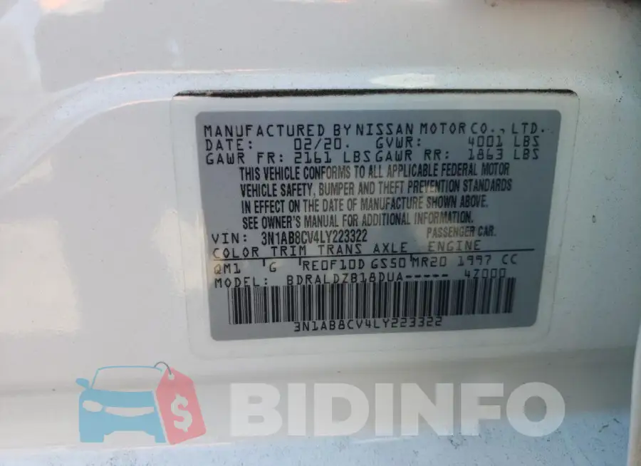 3N1AB8CV4LY223322 Photo# 12