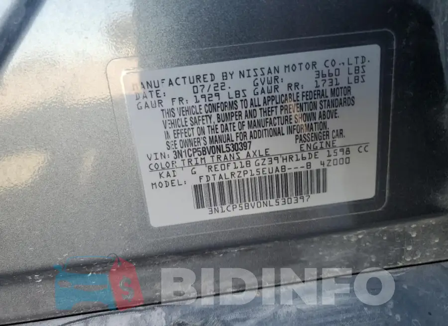 3N1CP5BV0NL530397 Photo# 14