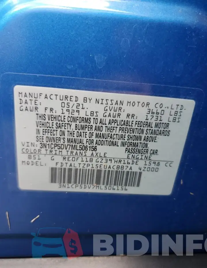 3N1CP5DV7ML506156 Photo# 13