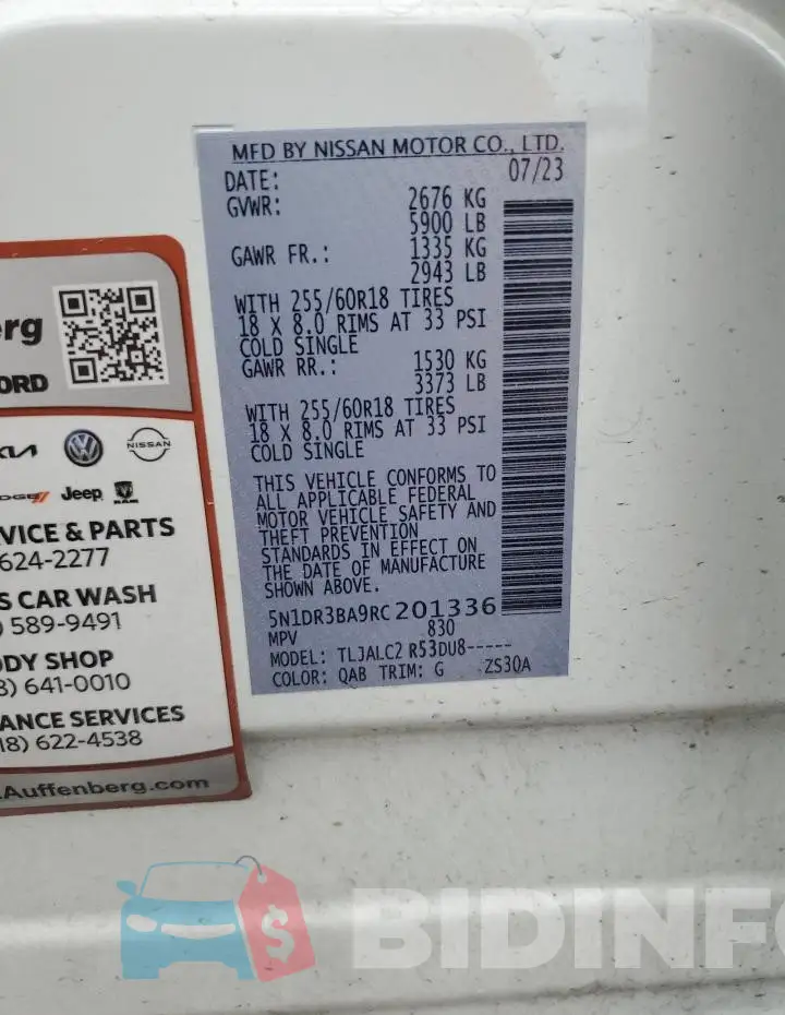 5N1DR3BA9RC201336 Photo# 13