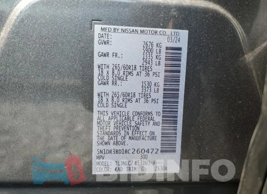 5N1DR3BD1RC260472 Photo# 13