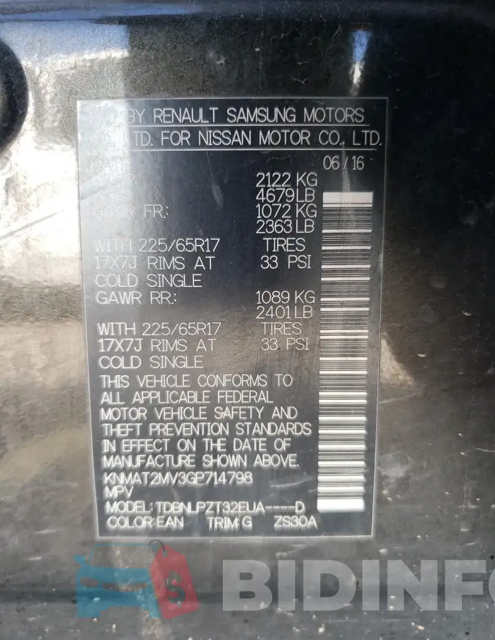 KNMAT2MV3GP714798 Photo# 13