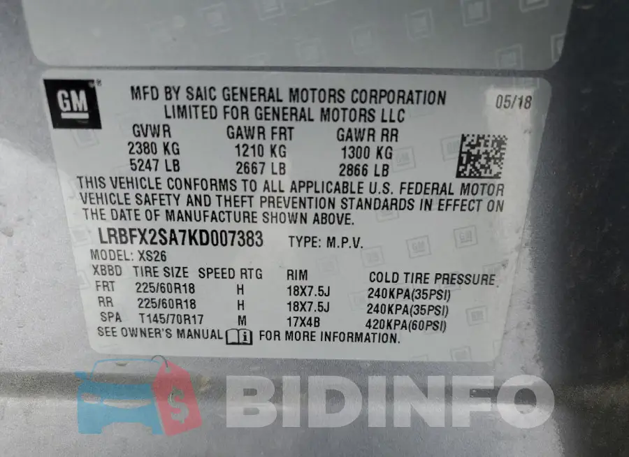 LRBFX2SA7KD007383 Photo# 13