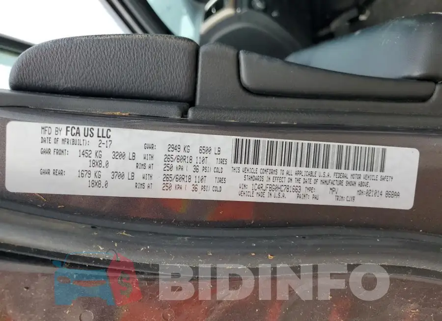 1C4RJFBG0HC781663 Photo# 14