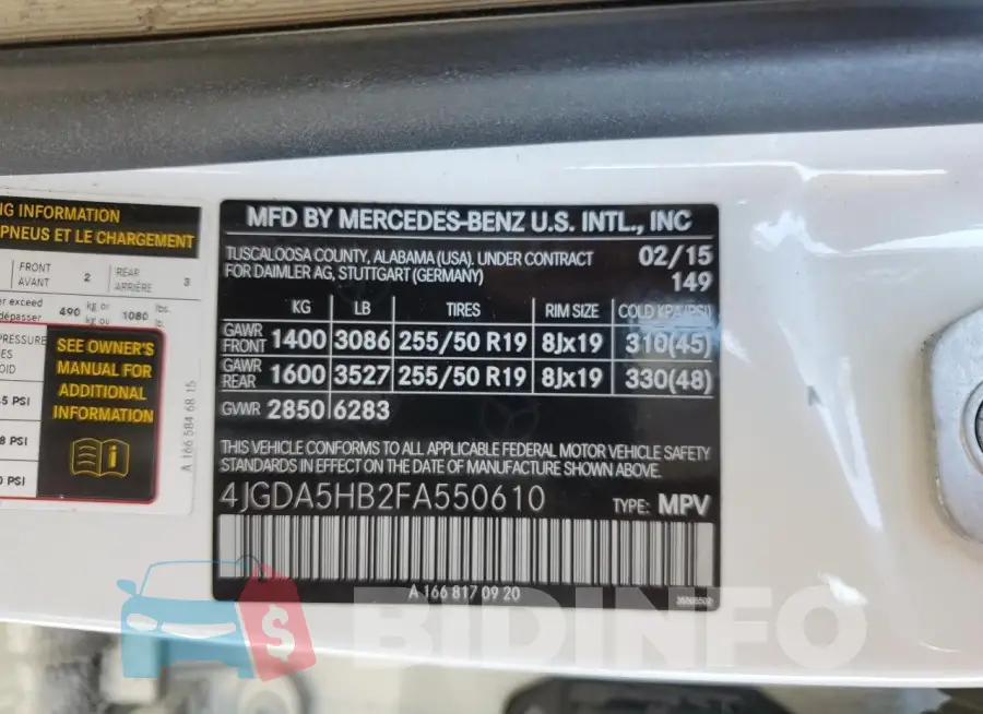 4JGDA5HB2FA550610 Photo# 13