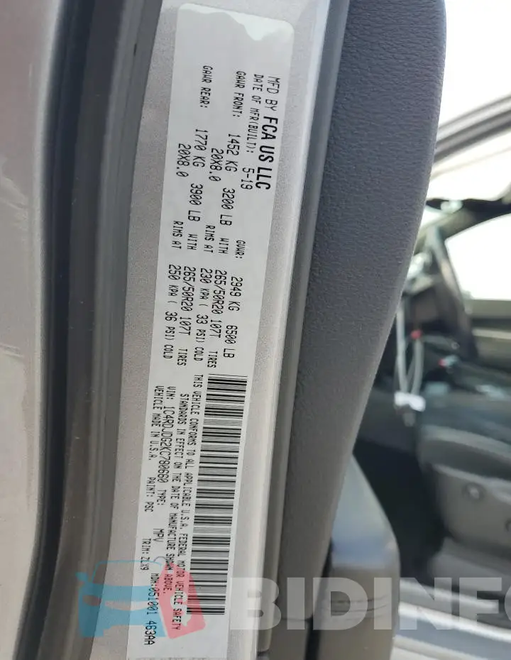 1C4RDJDG2KC780660 Photo# 14