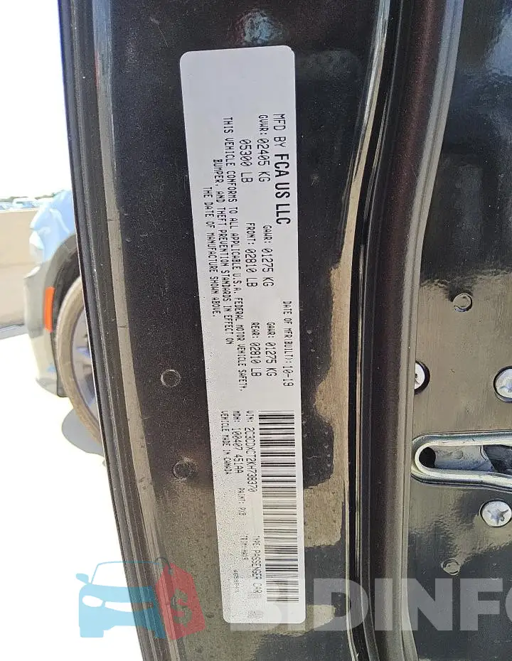 2C3CDXCT2KH738370 Photo# 12