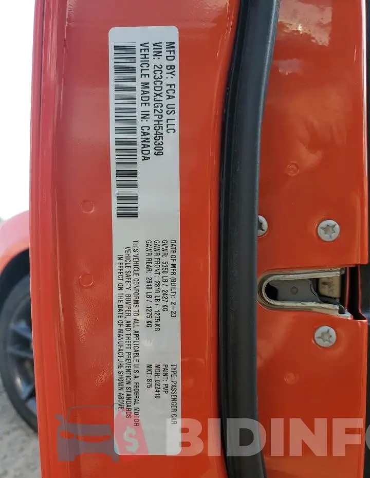 2C3CDXJG2PH545309 Photo# 13