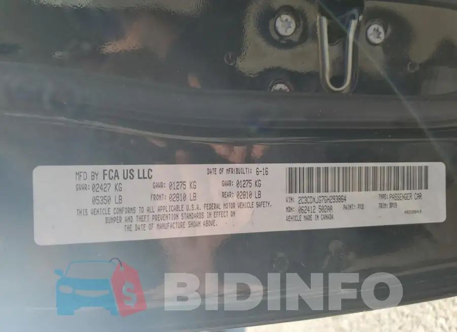 2C3CDXJG7GH293864 Photo# 12