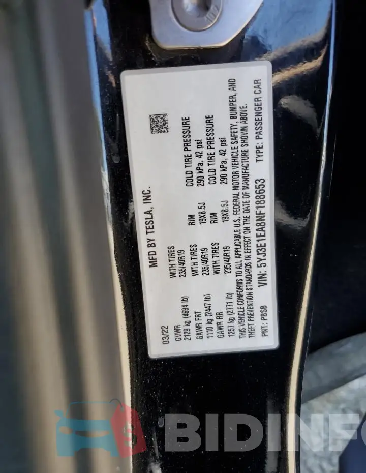 5YJ3E1EA8NF188653 Photo# 12