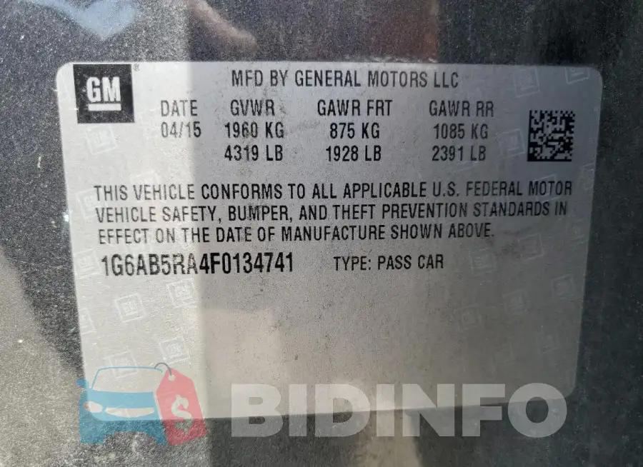 1G6AB5RA4F0134741 Photo# 12