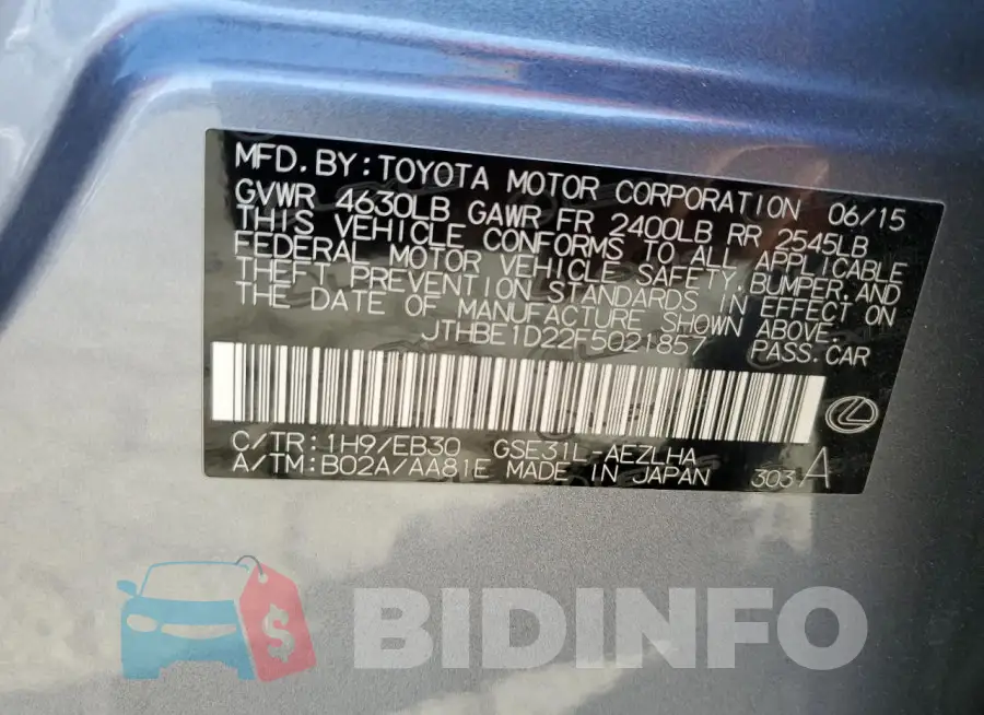 JTHBE1D22F5021857 Photo# 13