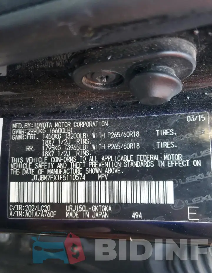 JTJBM7FX1F5110574 Photo# 14
