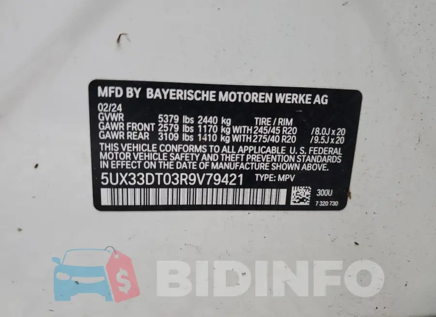 5UX33DT03R9V79421 Photo# 13