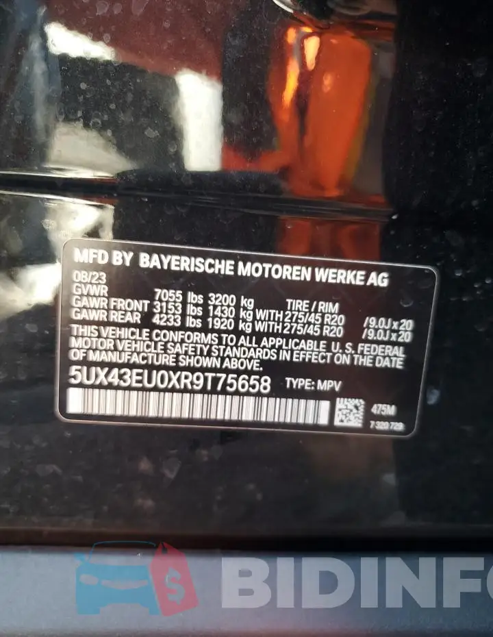 5UX43EU0XR9T75658 Photo# 13