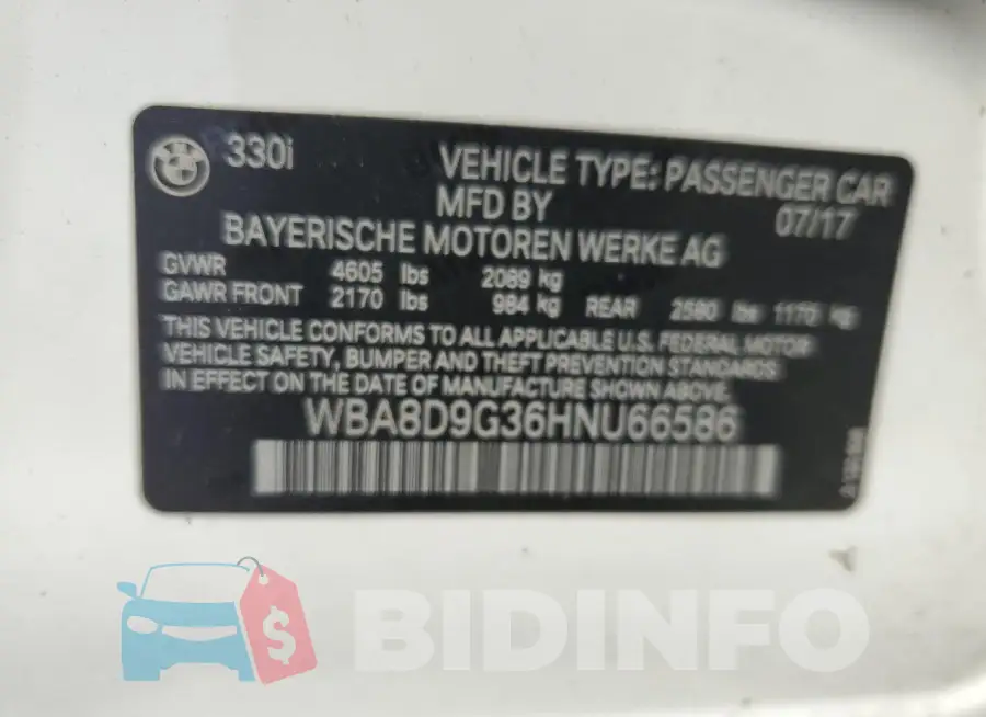WBA8D9G36HNU66586 Photo# 12