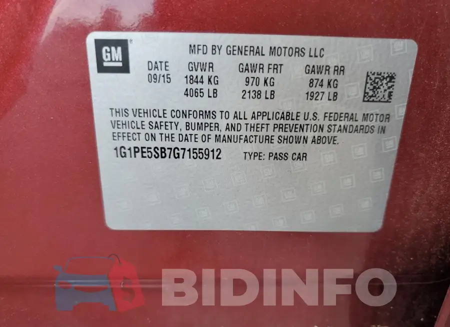 1G1PE5SB7G7155912 Photo# 13