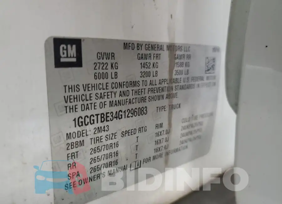 1GCGTBE34G1296083 Photo# 12