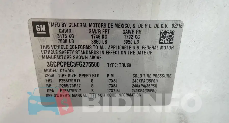 3GCPCPEC3FG275500 Photo# 10