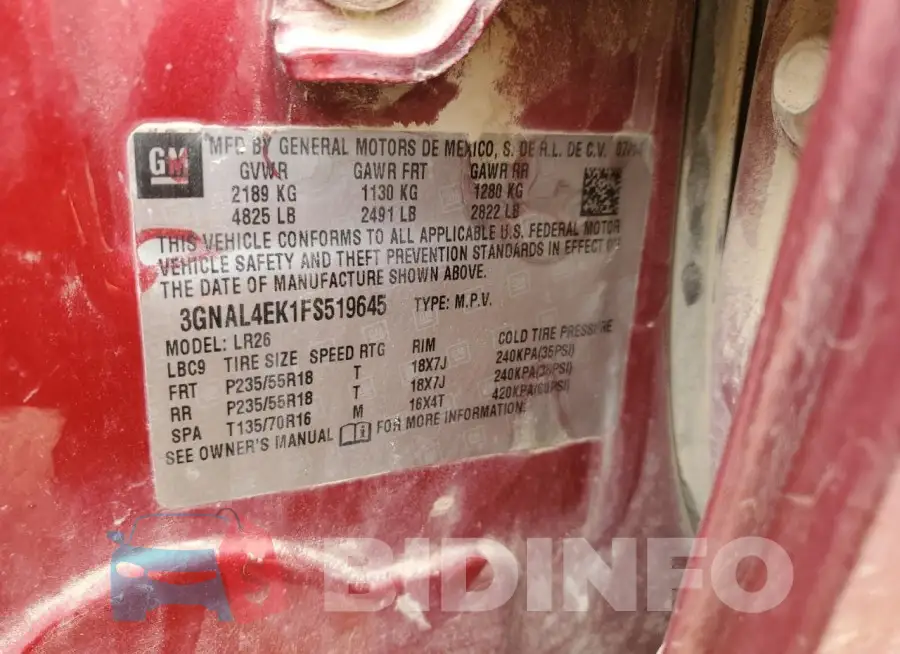 3GNAL4EK1FS519645 Photo# 12