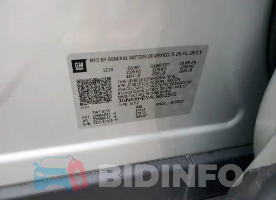 3GNAXHEV4LS611575 Photo# 14