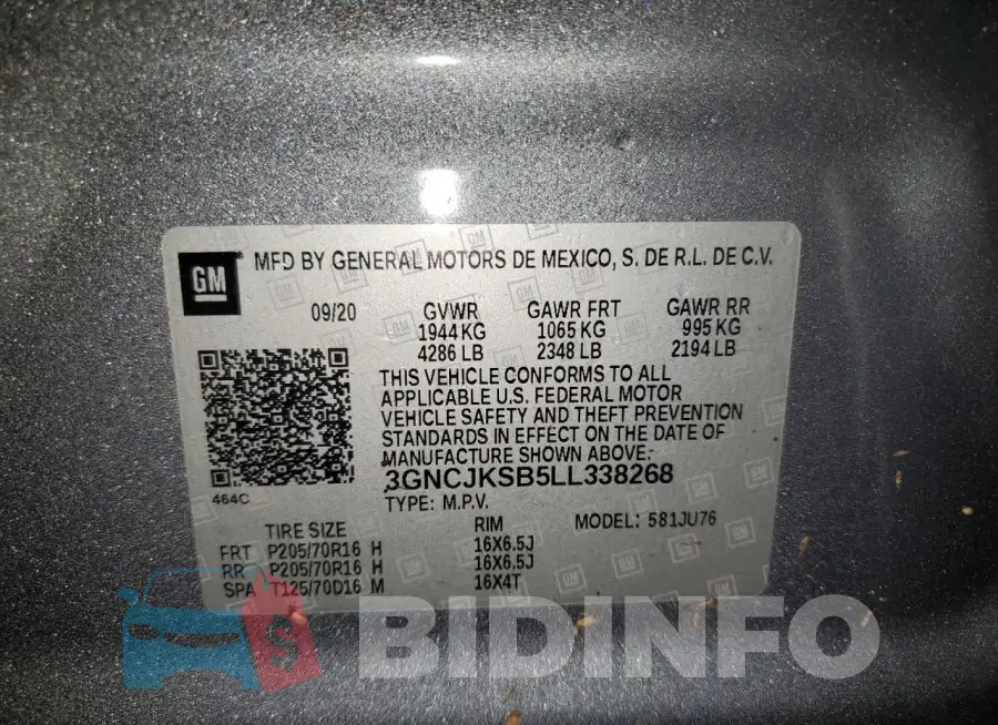 3GNCJKSB5LL338268 Photo# 14