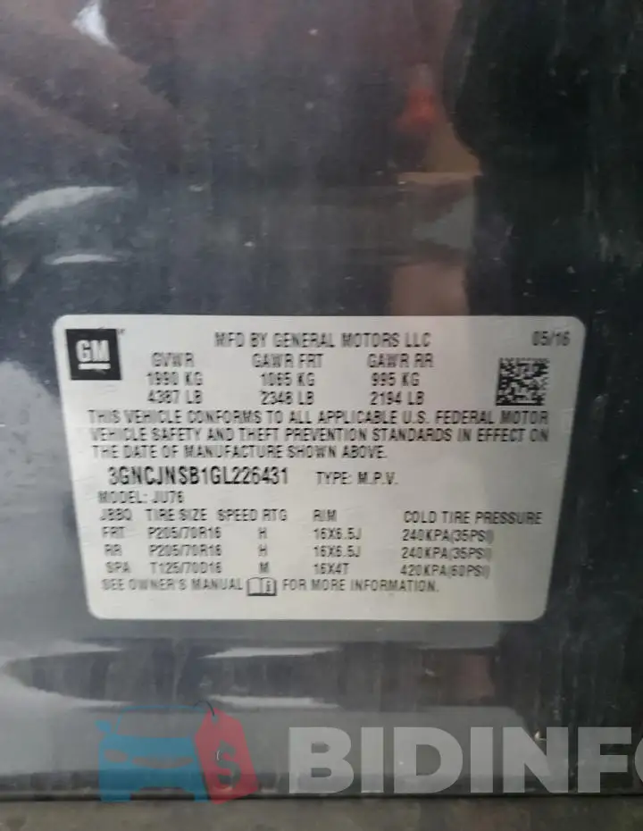 3GNCJNSB1GL226431 Photo# 13