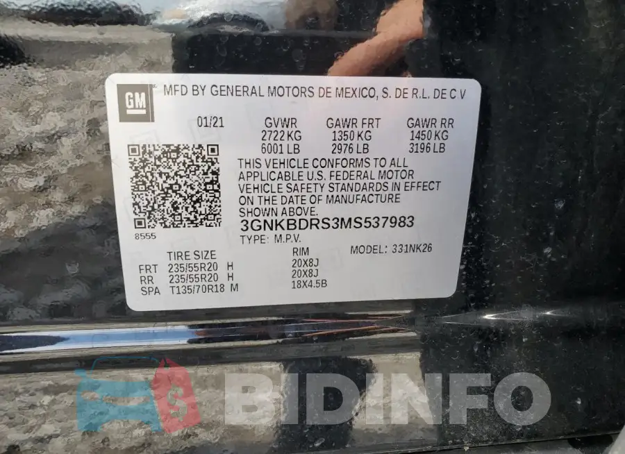 3GNKBDRS3MS537983 Photo# 13
