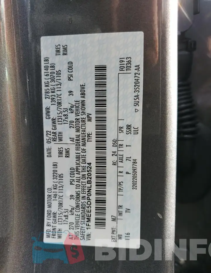 1FMEE5DP0NLB20524 Photo# 14