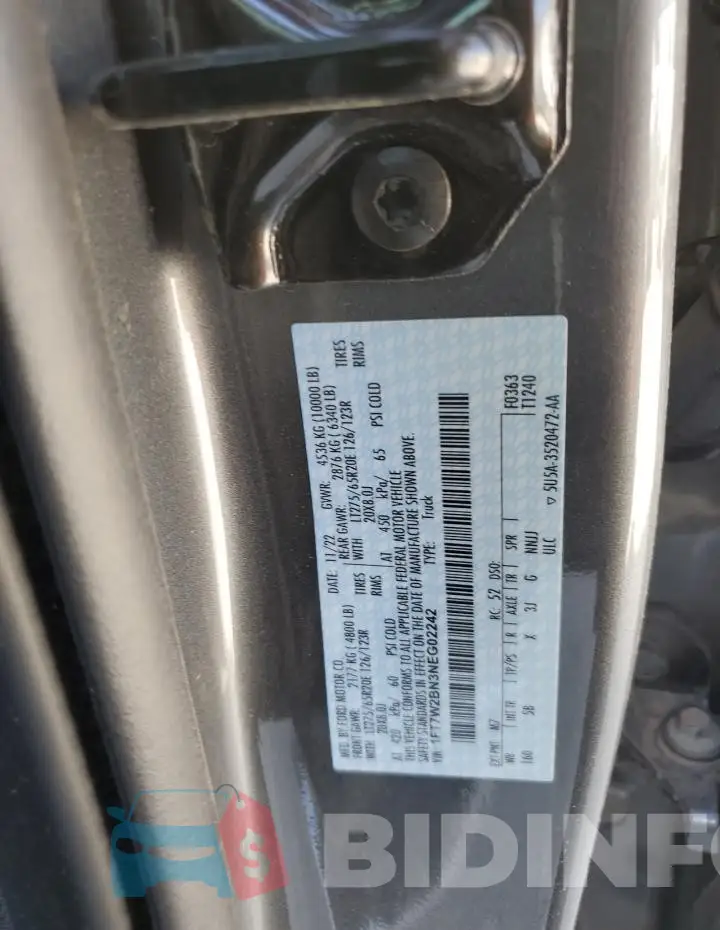 1FT7W2BN3NEG02242 Photo# 12
