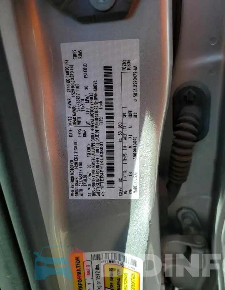 1FTER4FH1KLA38001 Photo# 12