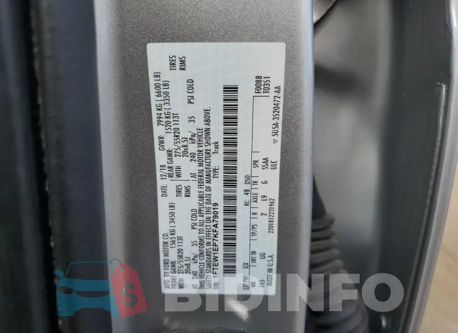 1FTEW1EP7KFA79019 Photo# 12