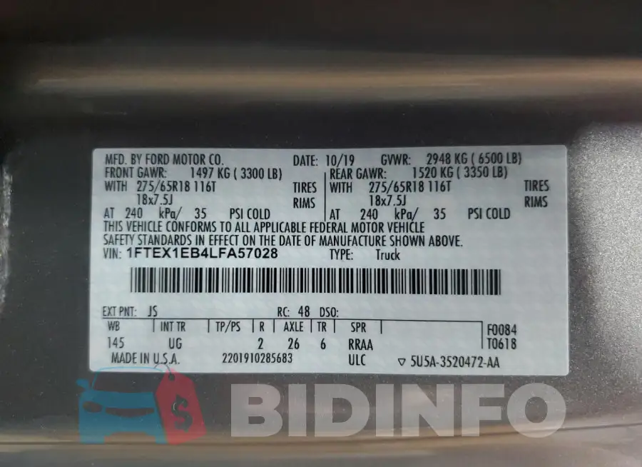1FTEX1EB4LFA57028 Photo# 12